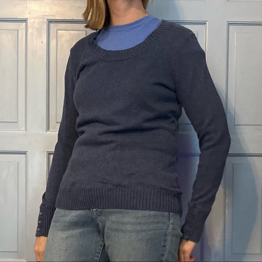 Wide neck blue sweater